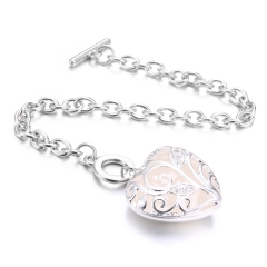 Rinhoo 1PC Simple Alloy Heart Shape Pendant Link Chain Bracelet Glow in the Dark Fashion Jewelry Gift For Women Purple