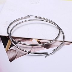 Fashion Big Circle Sterling Silver Earrings Silver-2.0*70