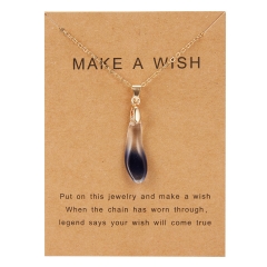 Fashion Natural Stone Waterdrop Moon Card Pendant Necklace Choker Clavicle Gift Waterdrop-Blue