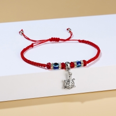 Butterfly Elephant Turtle Owl Cat Blue Eyes Red Rope Adjustable Bracelet Women Jewelry Turtle