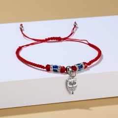 Butterfly Elephant Turtle Owl Cat Blue Eyes Red Rope Adjustable Bracelet Women Jewelry Owl