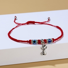 Butterfly Elephant Turtle Owl Cat Blue Eyes Red Rope Adjustable Bracelet Women Jewelry Cat