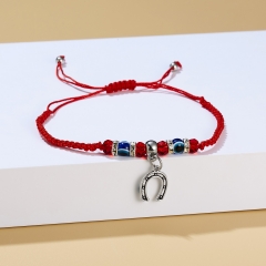 Butterfly Elephant Turtle Owl Cat Blue Eyes Red Rope Adjustable Bracelet Women Jewelry U-shaped Horseshoe Print