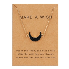 Fashion Natural Stone Moon Card Pendant Necklace Choker Clavicle Woman Gift Black