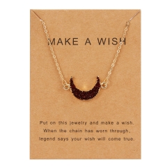 Fashion Natural Stone Moon Card Pendant Necklace Choker Clavicle Woman Gift Purple