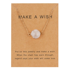 Fashion Natural Stone Circle Card Pendant Necklace Choker Clavicle Woman Gift White