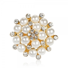 Fashion Pearl Gold Flower Brooches Pins Wholesale pearl